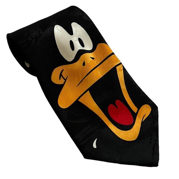 Looney Tunes Mania Vintage Black Daffy Duck Sweat Eyes Novelty Neck Tie - Picture 1 of 7